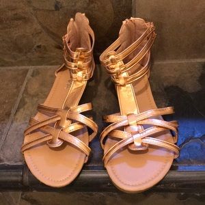 Rose gold gladiator sandals
